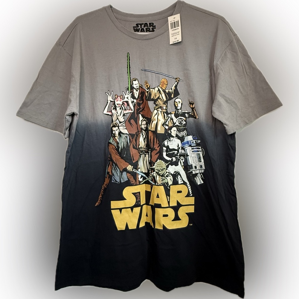 NEW Star Wars Classic Characters Dip-Dye T-Shirt BoxLunch Exclusive Size Large